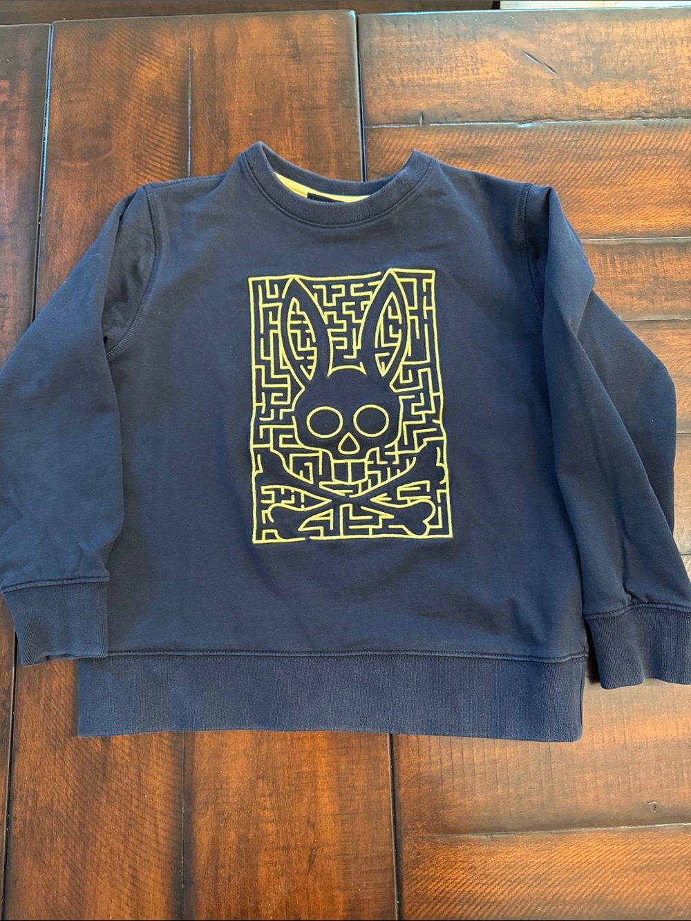 Psycho Bunny Navy Sweatshirt with Lime Green Bunny Graphic